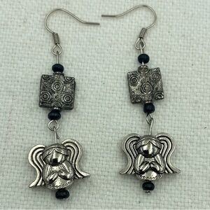 Vintage Silver Tone Angel Earrings